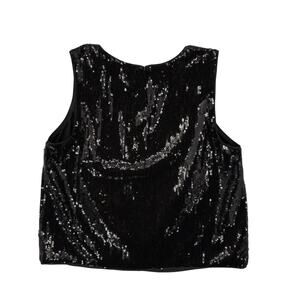 J Crew Sequin Shell Top Womens Large Black Sparkle Classic Formal Lined